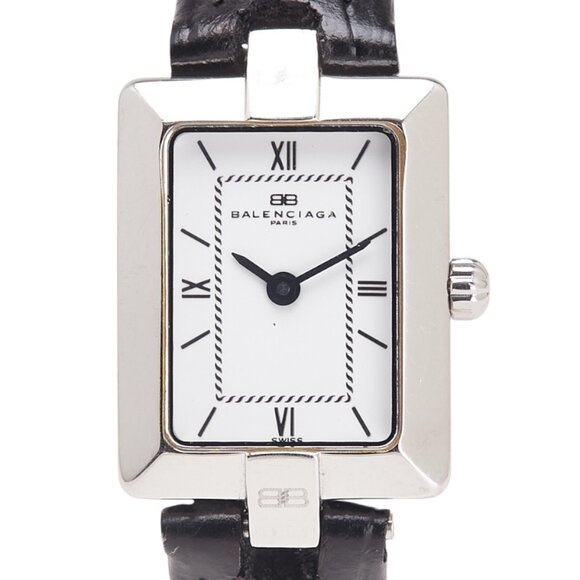 Balenciaga Women's Quartz Watch with White Dial Stainless Steel and Leather ...